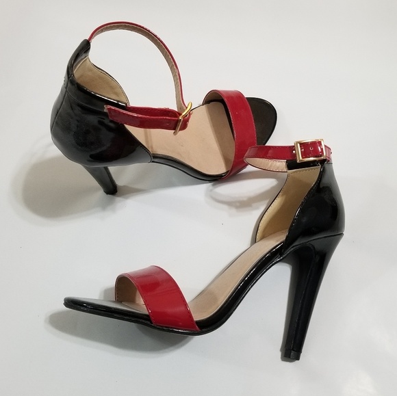 Shoes - Red and White Strap heels